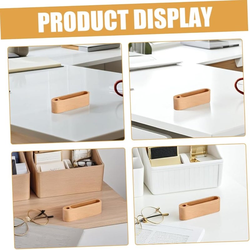 Veemoon 2Pcs Natural Wood Grain Business Card Holder Stand Desk Organizer for Office and Home - Image 3